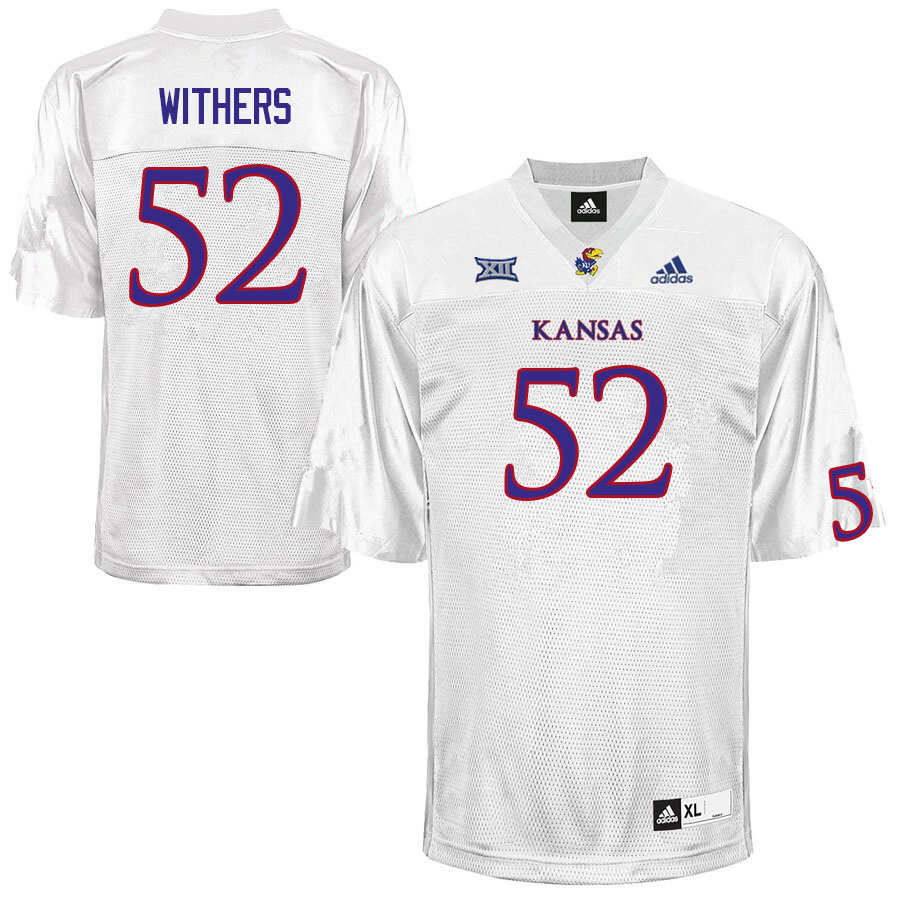 Men #52 D.J. Withers Kansas Jayhawks College Football Jerseys Sale-White - Click Image to Close